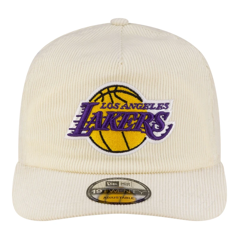 Casquette ajustable New Era blanche Los Angeles Lakers 19TWENTY années 80 en velours côtelé chromé