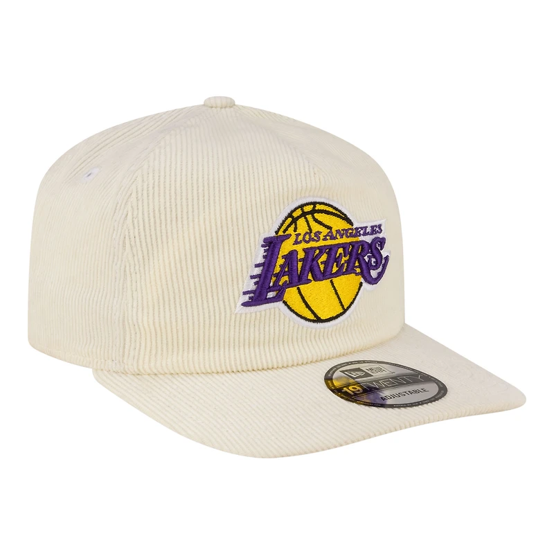 Men's New Era White Los Angeles Lakers 19TWENTY 80s Chrome Corduroy Adjustable Hat