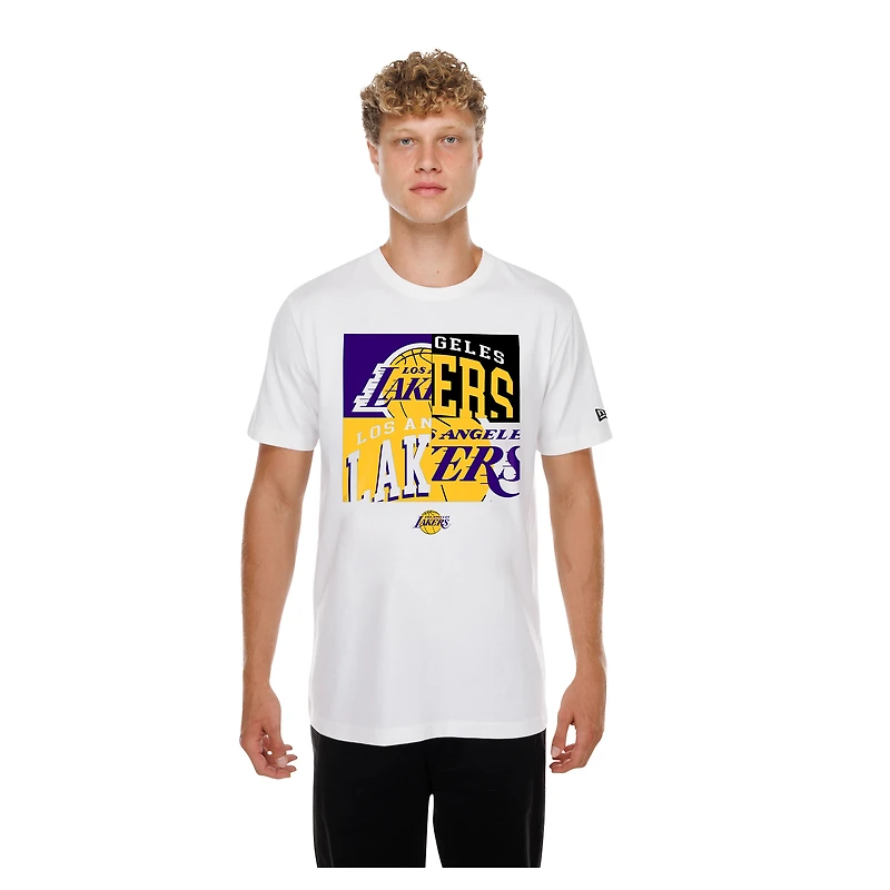 Men's New Era White Los Angeles Lakers Block Logo T-Shirt
