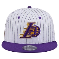 Casquette snapback New Era blanche à rayures fines Deceptor 9FIFTY des Los Angeles Lakers pour homme