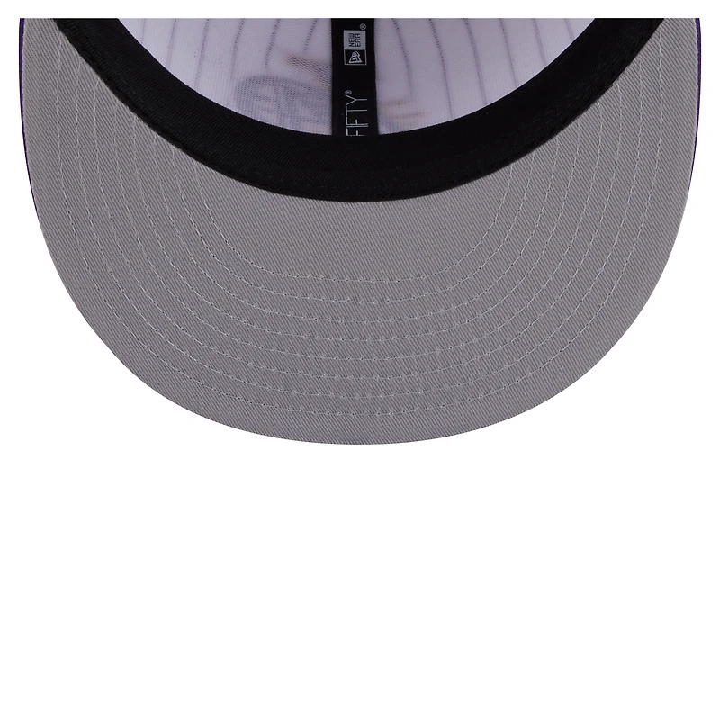 Casquette snapback New Era blanche à rayures fines Deceptor 9FIFTY des Los Angeles Lakers pour homme