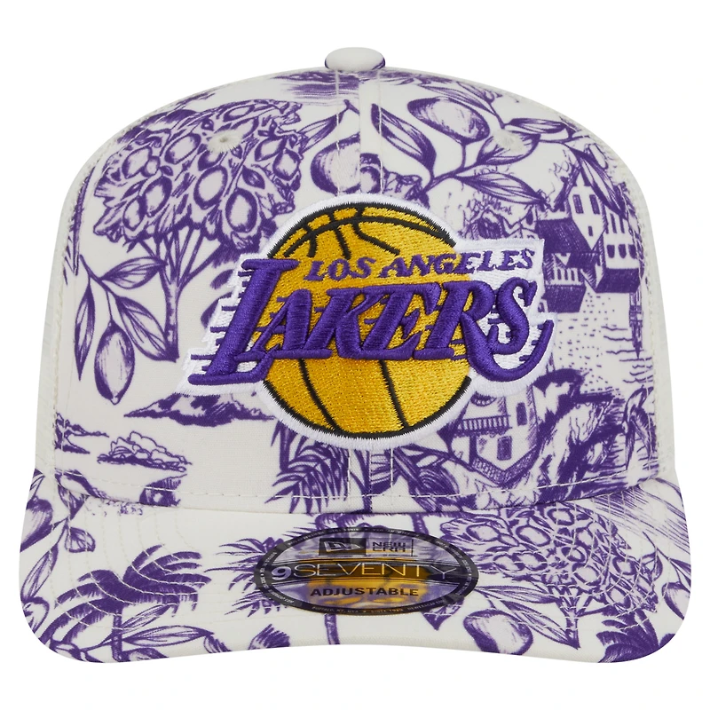 Men's New Era White Los Angeles Lakers Lemon Tree 9SEVENTY Adjustable Hat