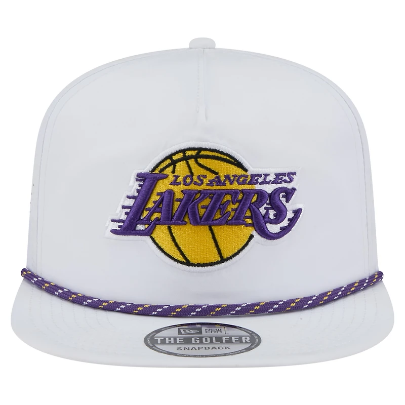 Casquette de golf ajustable New Era blanche pour homme avec logo Performance Rope des Los Angeles Lakers