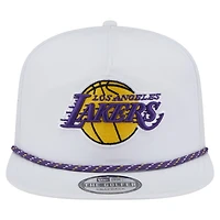 Casquette de golf ajustable New Era blanche pour homme avec logo Performance Rope des Los Angeles Lakers