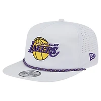 Casquette de golf ajustable New Era blanche pour homme avec logo Performance Rope des Los Angeles Lakers