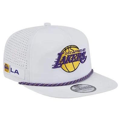 Casquette de golf ajustable New Era blanche pour homme avec logo Performance Rope des Los Angeles Lakers