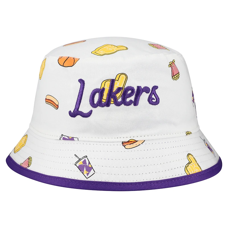 Bob réversible blanc Los Angeles Lakers Team Cheer pour homme New Era