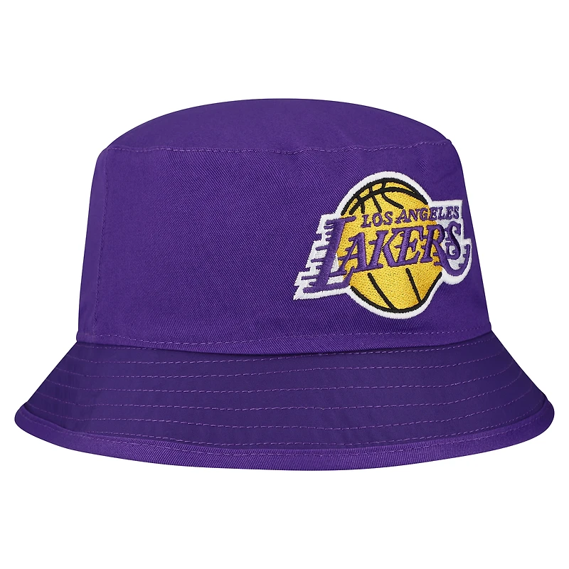 Men's New Era White Los Angeles Lakers Team Cheer Reversible Bucket Hat