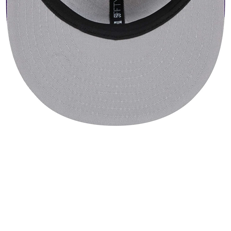 Men's New Era White Los Angeles Lakers Throwback Satin 59FIFTY Fitted Hat