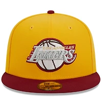 Casquette ajustée 59FIFTY bicolore New Era des Lakers de Los Angeles pour hommes, jaune/rouge