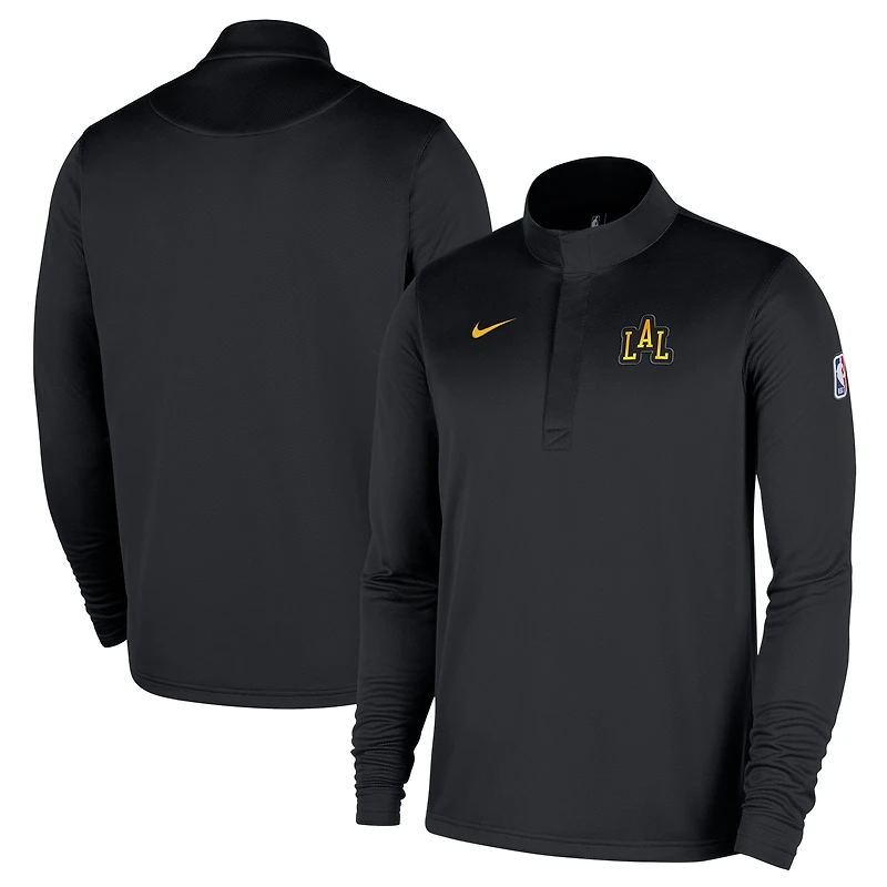 Pull Nike noir Los Angeles Lakers 2025/26 City Edition Remix Authentic Coaches Dri-FIT à demi-zip pour homme
