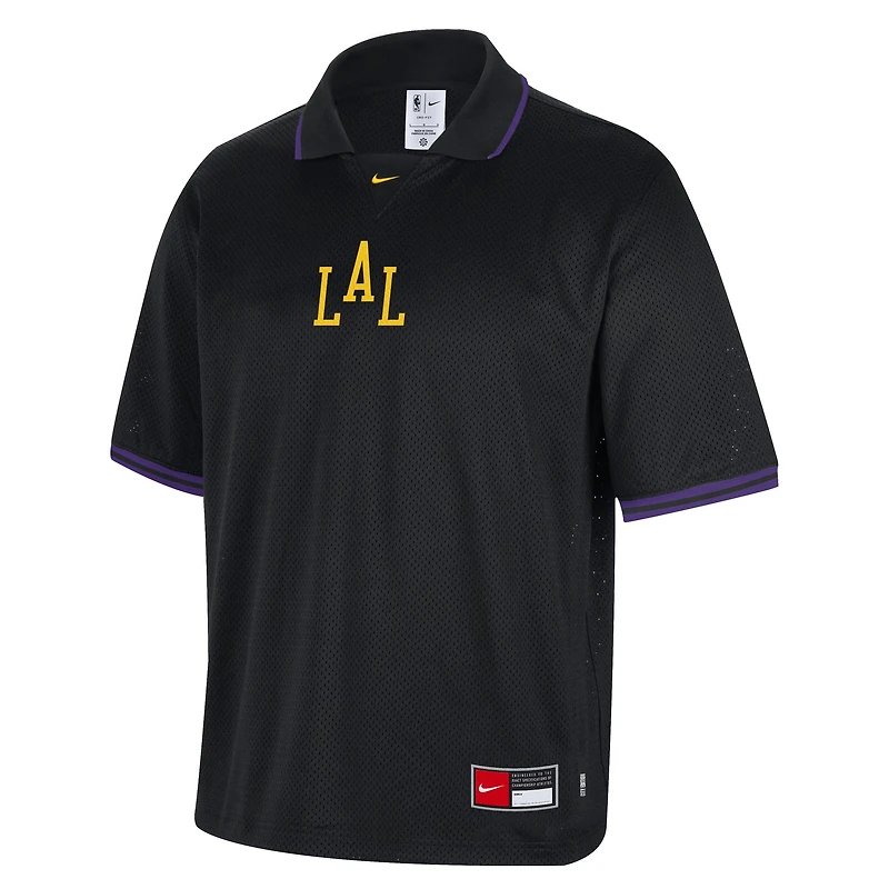 Men's Nike  Black Los Angeles Lakers 2025/26 City Edition Remix Courtside Air Half-Sleeve Polo