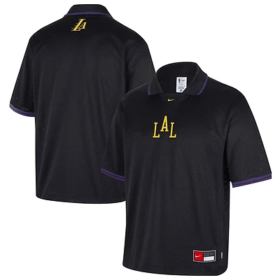 Men's Nike  Black Los Angeles Lakers 2025/26 City Edition Remix Courtside Air Half-Sleeve Polo