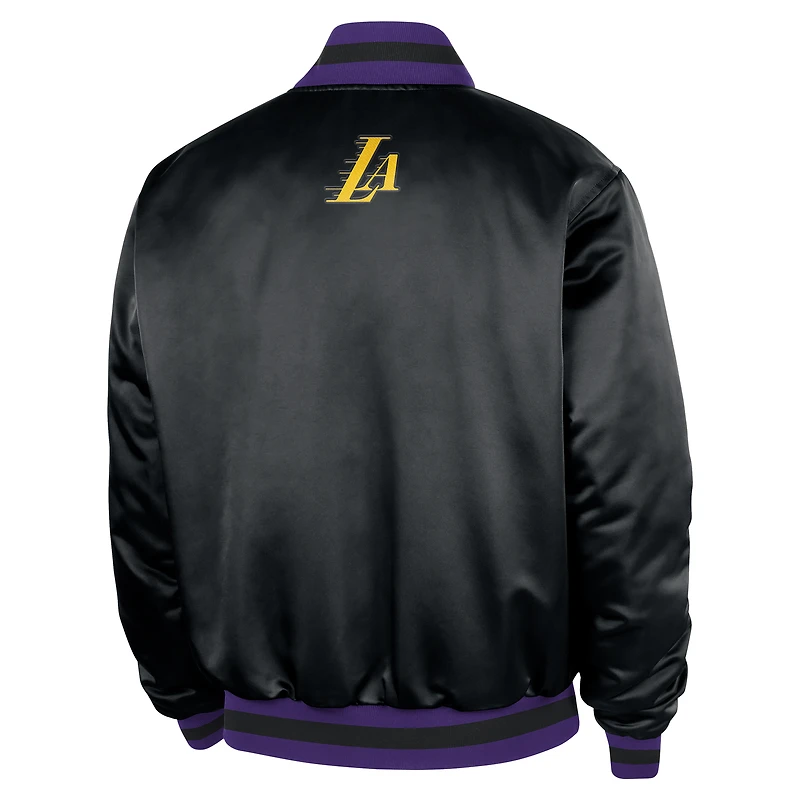 Men's Nike  Black Los Angeles Lakers 2025/26 City Edition Remix Courtside Full-Snap Bomber Jacket