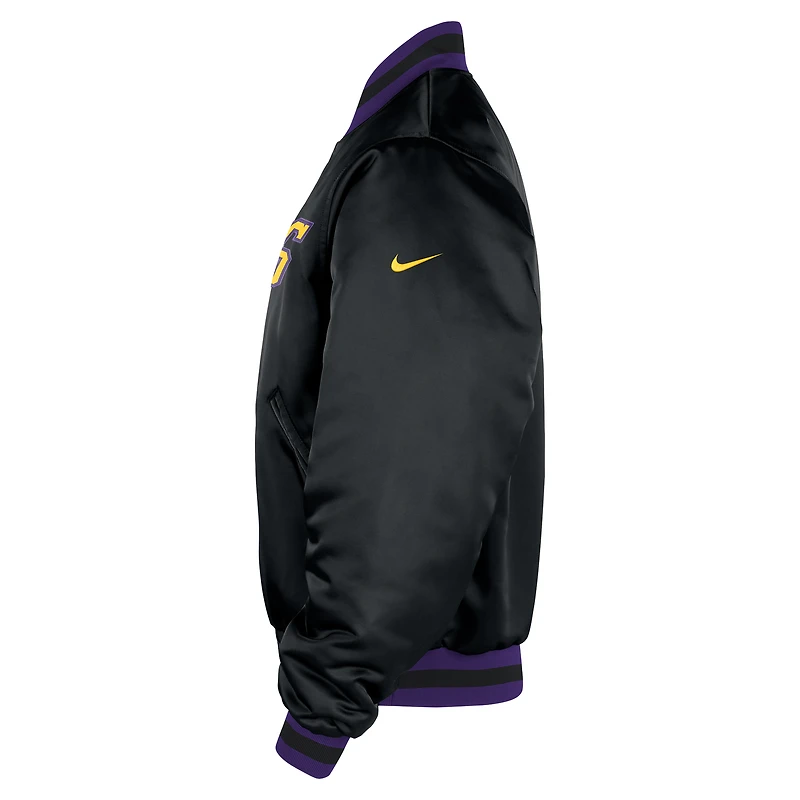 Veste bomber Nike noire pour homme Los Angeles Lakers 2025/26 City Edition Remix Courtside à boutons-pression