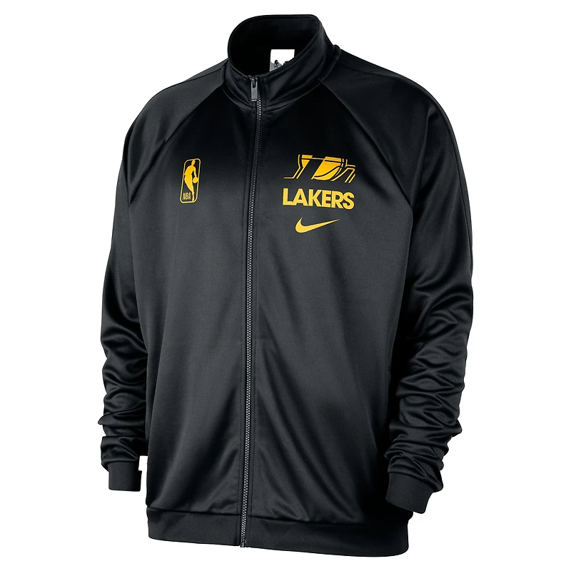 Men's Nike Black Los Angeles Lakers Courtside Pique Club Full-Zip Track Jacket