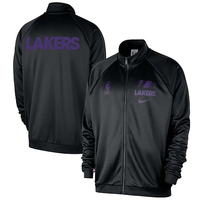Veste de survêtement Nike noire Los Angeles Lakers Courtside Pique Club entièrement zippée pour homme