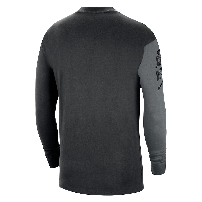 Men's Nike Black Los Angeles Lakers Courtside Versus Flight MAX90 Long Sleeve T-Shirt