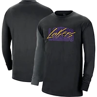 T-shirt à manches longues Nike Los Angeles Lakers Courtside Versus Flight MAX90 noir pour homme