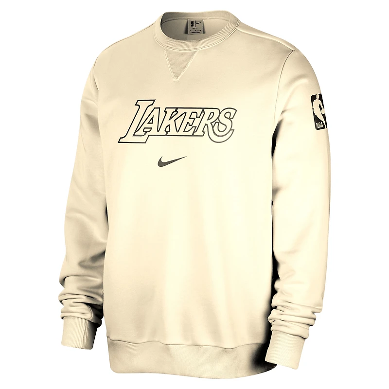 Sweat-shirt Nike crème Los Angeles Lakers Courtside Standard Issue Performance pour homme