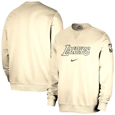 Sweat-shirt Nike crème Los Angeles Lakers Courtside Standard Issue Performance pour homme