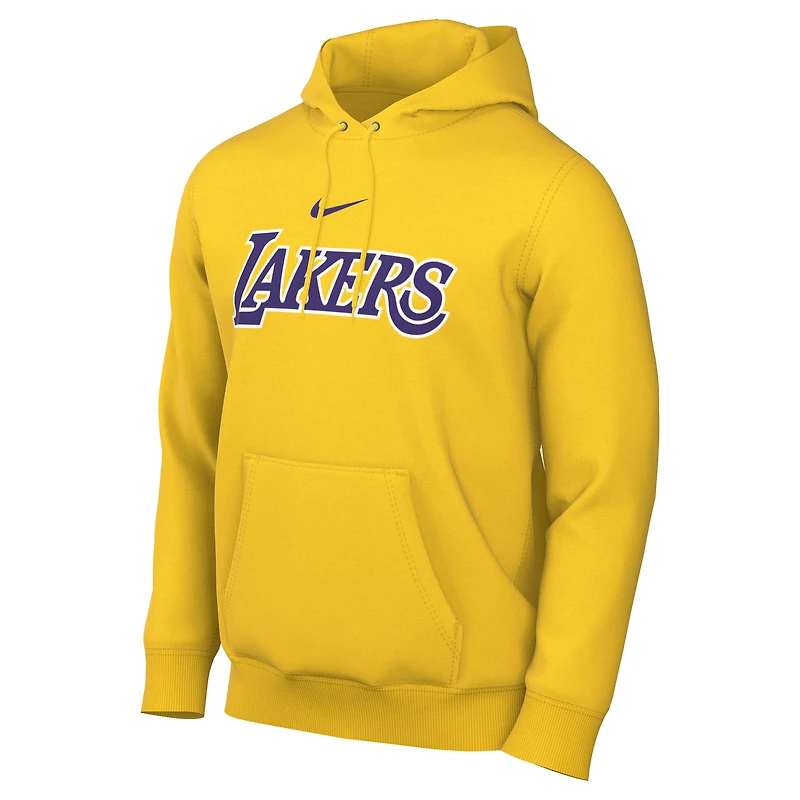Sweat à capuche Nike Gold Los Angeles Lakers Sportswear Essential Wordmark Club pour homme