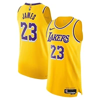 Maillot authentique Nike LeBron James Gold Los Angeles Lakers pour homme - Édition Icon