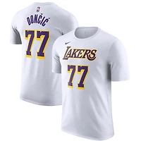T-shirt Nike Luka Dončić pour homme, blanc, édition Statement, nom et numéro des Los Angeles Lakers