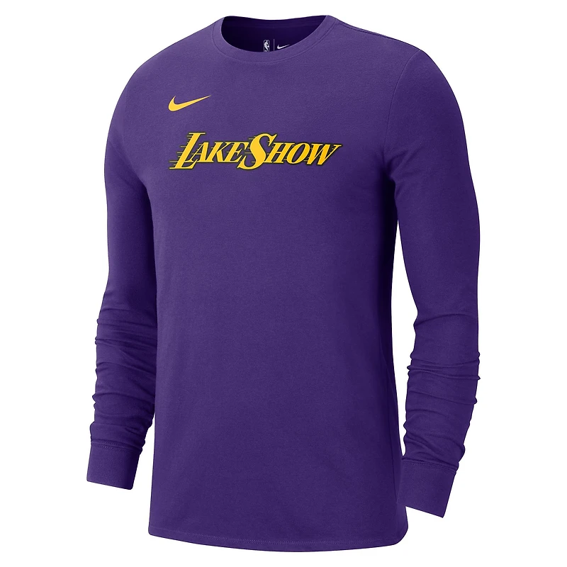 T-shirt à manches longues Nike violet Los Angeles Lakers 2024/25 City Edition Essential Logo pour homme