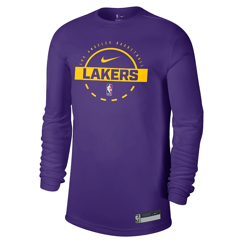 T-shirt Nike violet Los Angeles Lakers 2025/26 On-Court Flare Dri-FIT d'entraînement à manches longues Tri-Blend pour homme