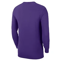 T-shirt d'entraînement Nike violet authentique à manches longues pour homme des Los Angeles Lakers