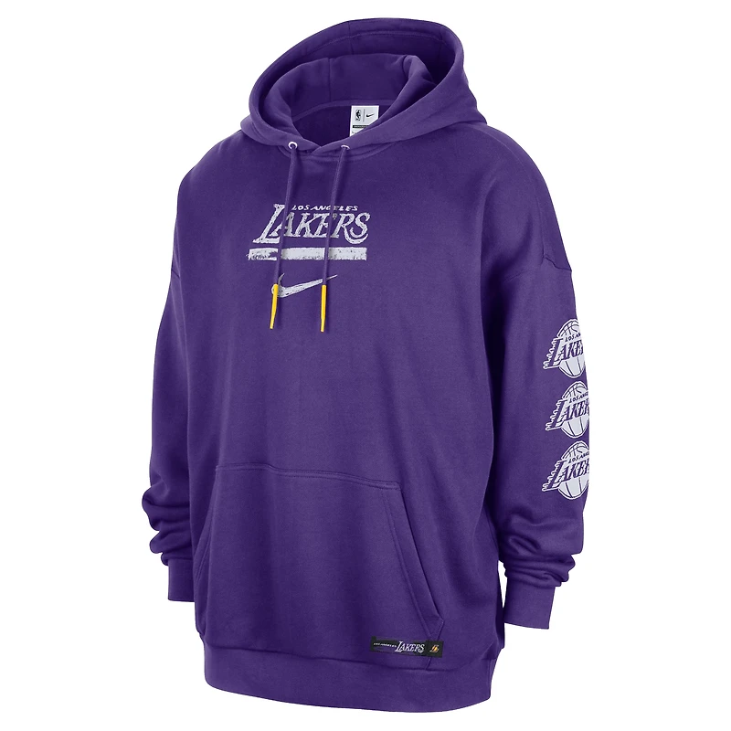 Men's Nike Purple Los Angeles Lakers Courtside Club Premium Hoodie