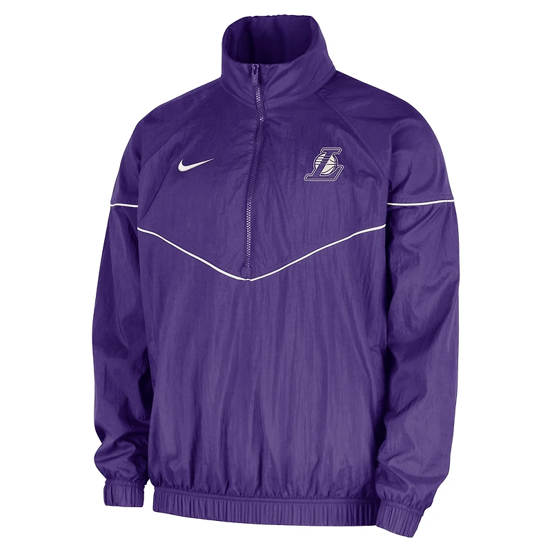 Men's Nike  Purple Los Angeles Lakers Courtside Windrunner Woven Half-Zip Hooded Jacket