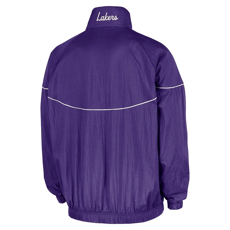 Veste coupe-vent tissée à demi-zip et capuche Nike Courtside pour homme, violette, Los Angeles Lakers