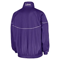 Veste coupe-vent tissée à demi-zip et capuche Nike Courtside pour homme, violette, Los Angeles Lakers