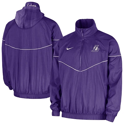 Men's Nike  Purple Los Angeles Lakers Courtside Windrunner Woven Half-Zip Hooded Jacket