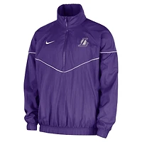 Veste tissée Nike violette Los Angeles Lakers Courtside Windrunner à demi-zip pour homme