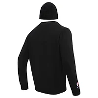 Coffret cadeau pull à col rond et bonnet en tricot revers Pro Standard noir des Los Angeles Lakers pour hommes