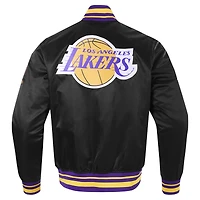 Veste universitaire en satin à bouton-pression complète Pro Standard pour hommes, noire, Los Angeles Lakers Script Tail