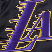 Veste universitaire en satin à bouton-pression complète Pro Standard pour hommes, noire, Los Angeles Lakers Script Tail