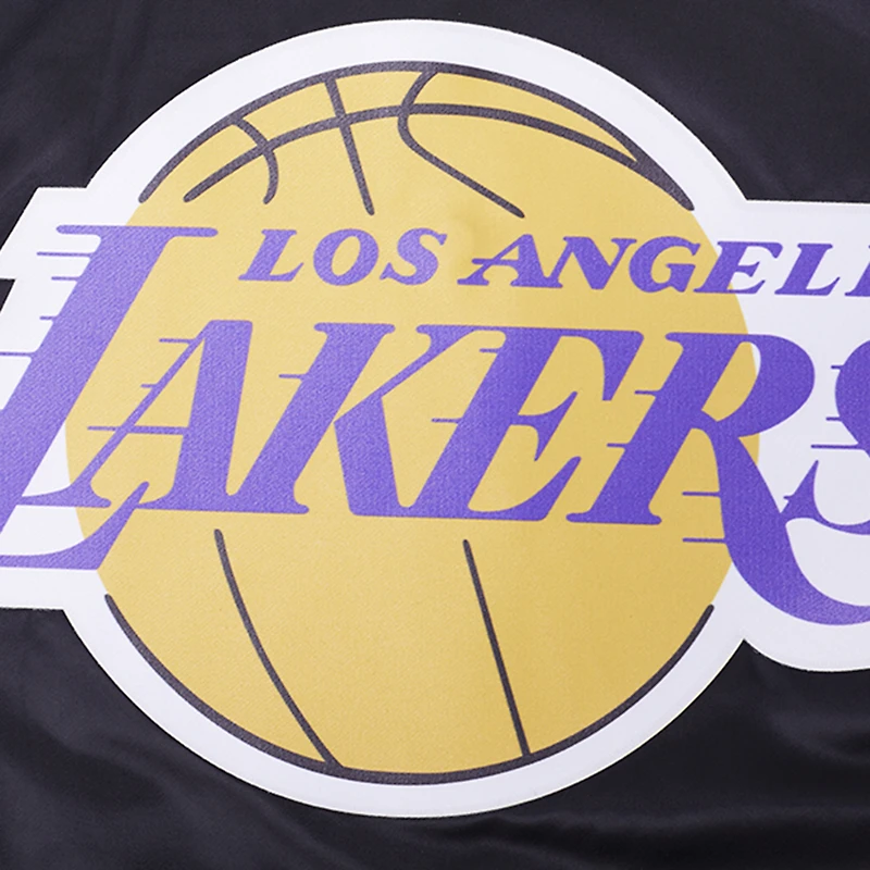 Veste universitaire en satin à bouton-pression complète Pro Standard pour hommes, noire, Los Angeles Lakers Script Tail