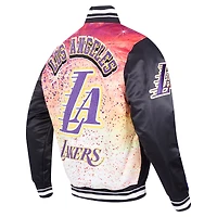 Men's Pro Standard Black Los Angeles Lakers Sublimated Satin Full-Snap Jacket