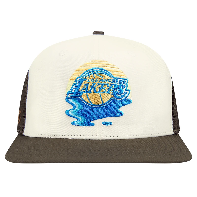 Men's Pro Standard Cream/Brown Los Angeles Lakers Glint Sunset Snapback Hat