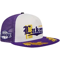 Men's Pro Standard Cream/Purple Los Angeles Lakers Visor Elite Classic Trucker Snapback Hat