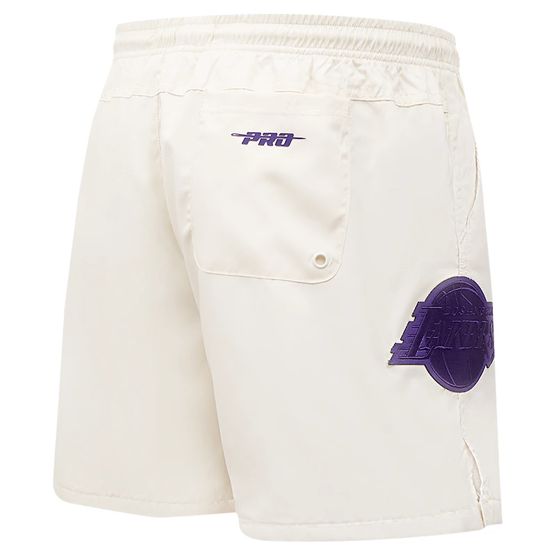 Men's Pro Standard Cream Los Angeles Lakers Triple Tonal Woven Shorts
