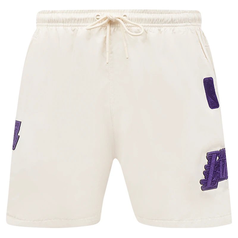 Men's Pro Standard Cream Los Angeles Lakers Triple Tonal Woven Shorts
