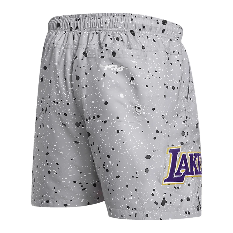 Men's Pro Standard Gray Los Angeles Lakers Splatter Woven Shorts