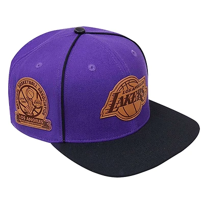 Casquette Snapback Pro Standard Los Angeles Lakers Heritage en cuir violet pour homme