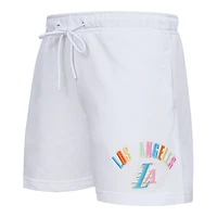 Men's Pro Standard White Los Angeles Lakers Washed Neon Shorts