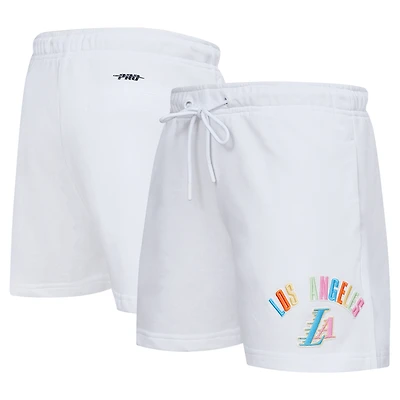Men's Pro Standard White Los Angeles Lakers Washed Neon Shorts